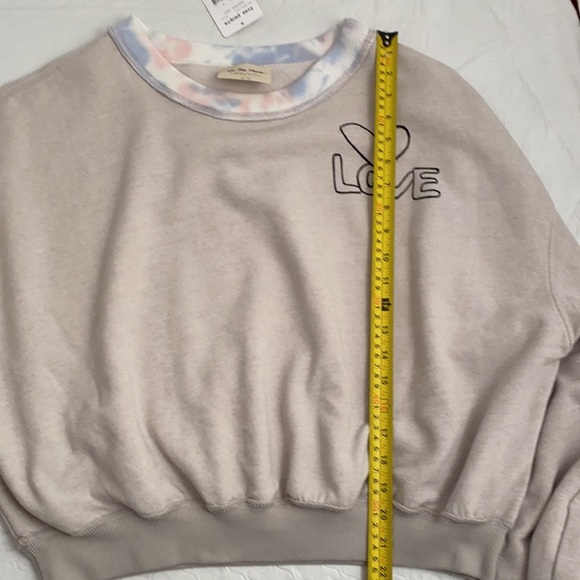 Free People Feel The Love gray multicolor tie dye collar boho pullover - Picture 6 of 10